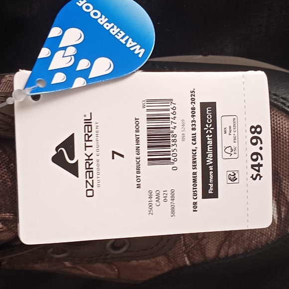 NWT Ozark Trail Waterproof 6" Hunting Boots Size 7 - Picture 6 of 6